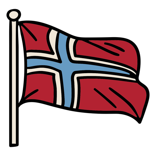 M?o desenhada bandeira da Noruega Desenho PNG