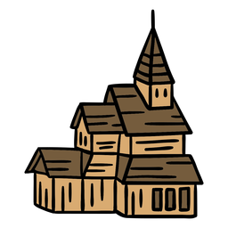 Edificio de la iglesia cathdral dibujado a mano Diseño PNG