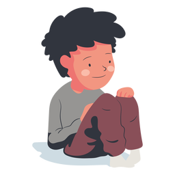 Happy sitting boy character flat PNG Design