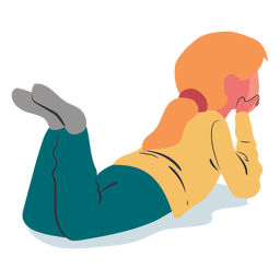 Head resting on hands girl character PNG Design Transparent PNG