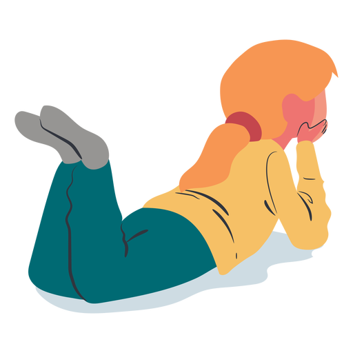 Head resting on hands girl character PNG Design