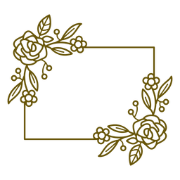 Trazo de marco floral rectángulo horizontal Transparent PNG