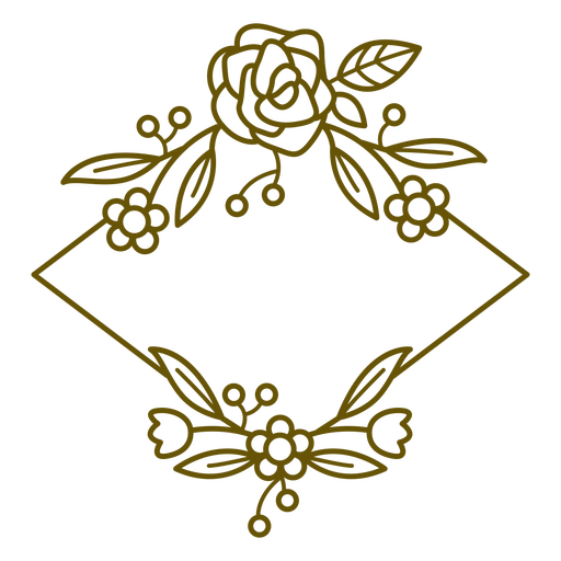 Traço floral de moldura quadrada irregular Desenho PNG