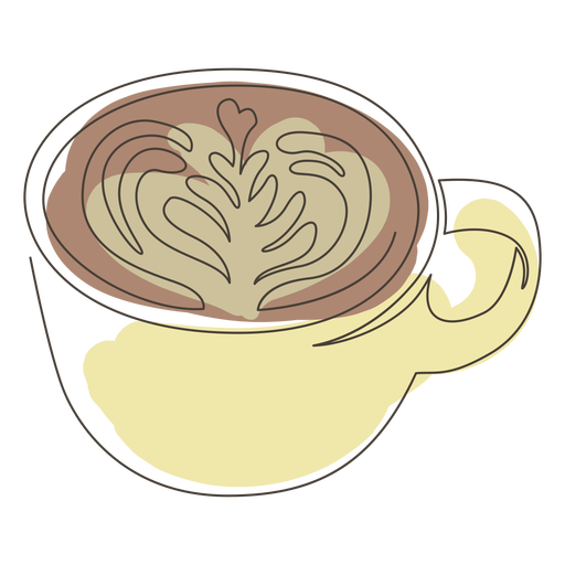 Latte art coffee cup stroke PNG Design