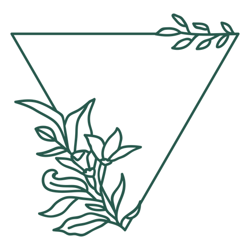 Figura triangular de vinilo con marco de hojas Diseño PNG