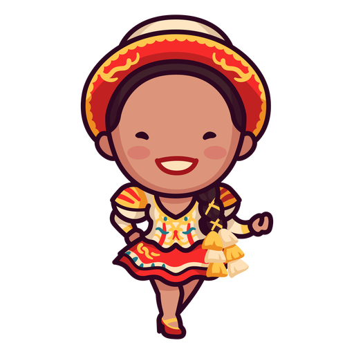 Mariachi girl cute bolivian character PNG Design
