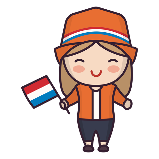 Netherlands young woman cute character PNG Design