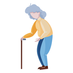 Velha senhora bengala plana Desenho PNG