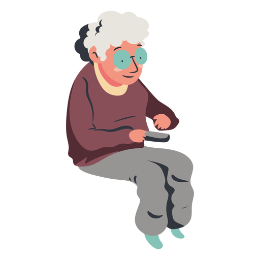 Vieja Señora Sentada Viendo Tv Flat - Descargar PNG/SVG Transparente