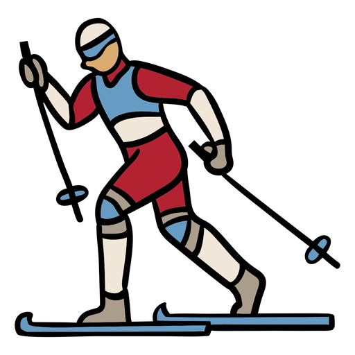 Design desenhado à mão para esqui de pessoas Desenho PNG