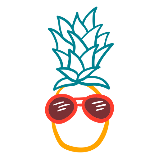 Pineapple cool rpunded sunglasses hand drawn PNG Design