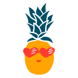 Ananas Herz Sonnenbrille Hand gezeichnet PNG-Design