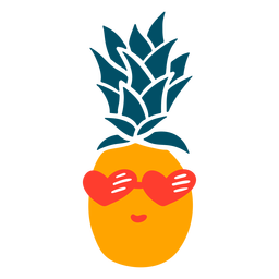 Pineapple heart sunglasses hand drawn Transparent PNG