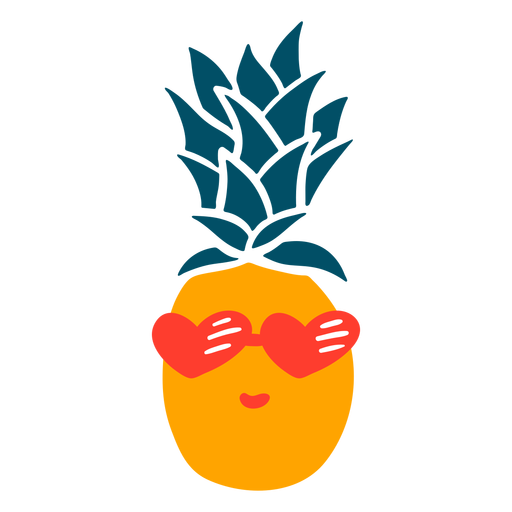 Pineapple heart sunglasses hand drawn PNG Design
