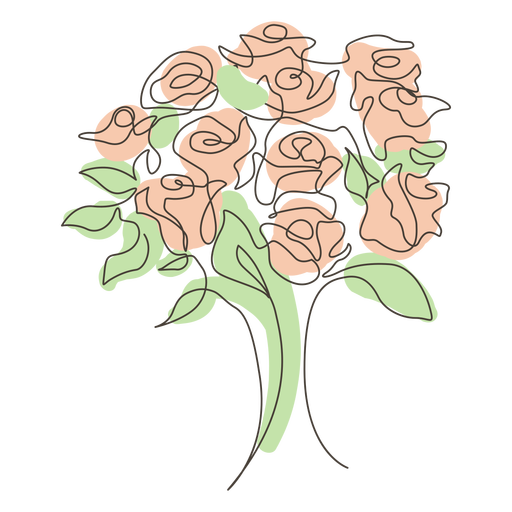 Dibujo lineal de ramo de rosas