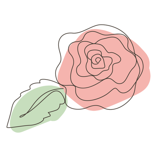 Trazo de dibujo lineal de flor rosa