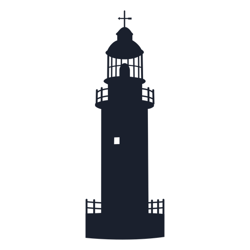 Round tower lighthouse top silhouette PNG Design