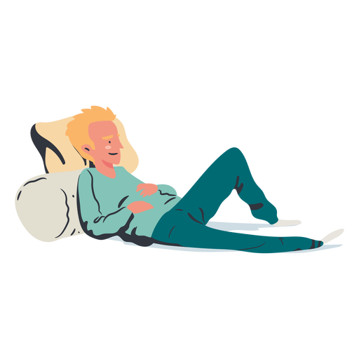Vista lateral relaxado deitado homem plano Desenho PNG