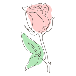 Desenho de linha de rosa com folha única Desenho PNG