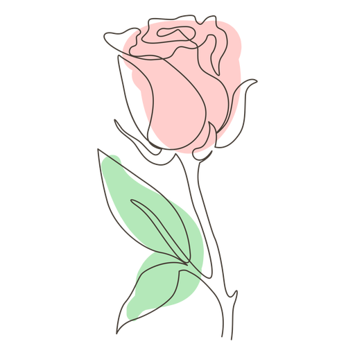 Dibujo Lineal De Una Sola Rosa Frondosa Descargar Png Svg Transparente