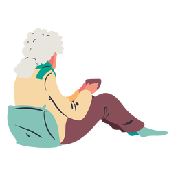 Señora sentada tomando café plana Diseño PNG