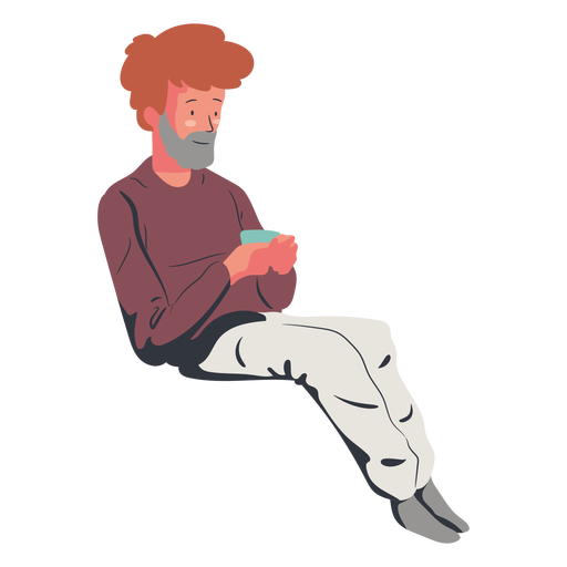 Homem sentado bebendo caf? Desenho PNG
