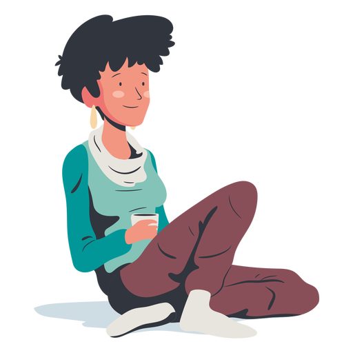 Download Sitting woman drinking coffee flat - Transparent PNG & SVG vector file