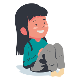 Smiling girl character flat PNG Design
