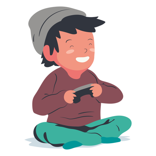 Smiling Playing Video Games Boy Flat Transparent Png And Svg Vector File