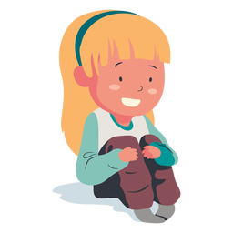 Smiling Sitting Girl Character Flat PNG & SVG Design For T-Shirts