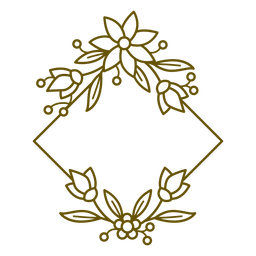 Trazo botánico marco floral cuadrado Diseño PNG