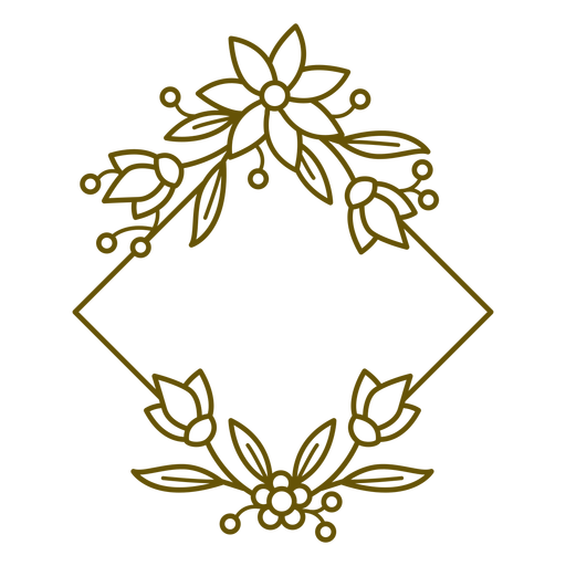 Trazo botánico marco floral cuadrado Diseño PNG