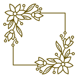 Square frame botanic stroke PNG Design