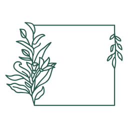 Design de vinil frondoso com ornamento quadrado Desenho PNG