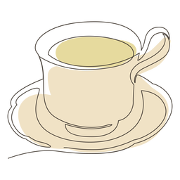 Trazo de platillo de taza de té Diseño PNG