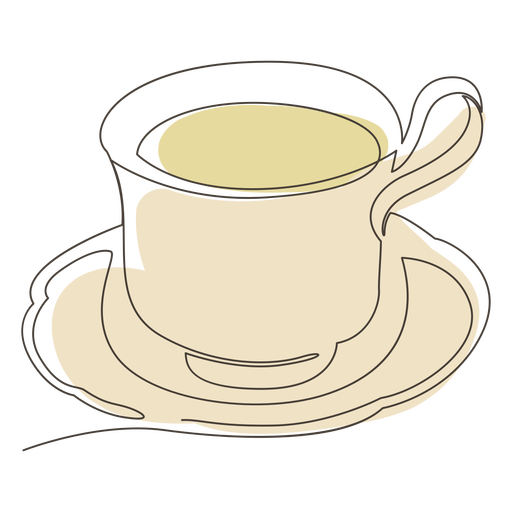 Tea cup saucer stroke PNG Design