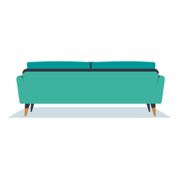 Sofá de tres plazas con vista trasera plana Diseño PNG
