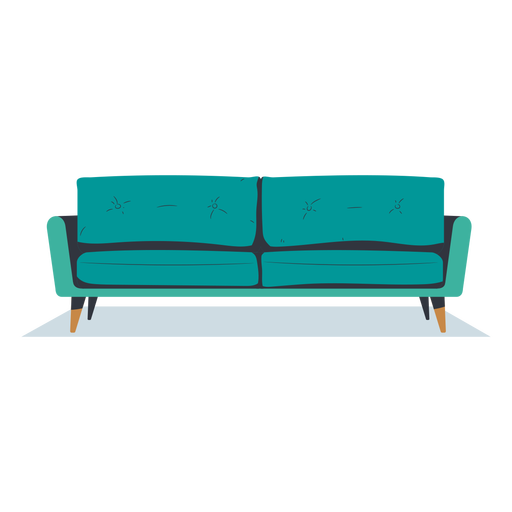 Three seater sofa front view flat PNG Design