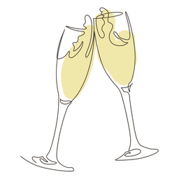 Brindando dibujo de línea de copa de champán Diseño PNG