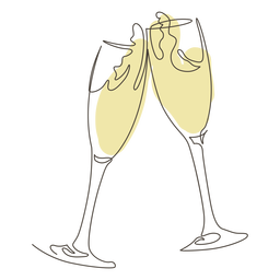 Toasten Champagnerglas Strichzeichnung PNG-Design