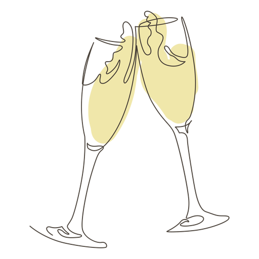 Toasten Champagnerglas Strichzeichnung PNG-Design