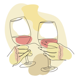 Brindando manos trazo de copa de vino Diseño PNG