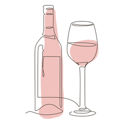 Wine bottle and glass stroke PNG Design Transparent PNG