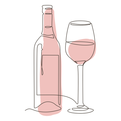 Weinflasche und Glasstrich PNG-Design