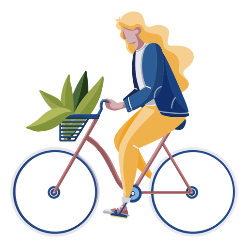 Mulher andando de bicicleta design plano Desenho PNG