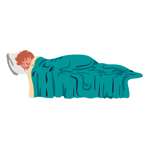 Joven acostado en la cama plana Diseño PNG