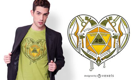 Role Playing Dice Heart T-shirt Design Role Playing Dice Heart T-shirt Design
