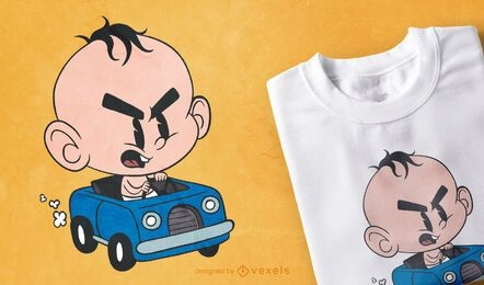 Angry baby car t-shirt design
