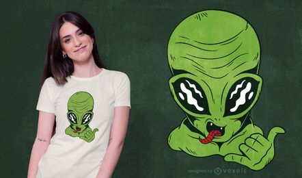 Alien shaka sign t-shirt design