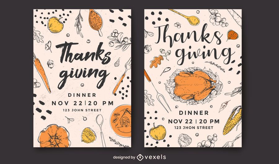 Thanksgiving Poster Design Set Thanksgiving Poster Design Set